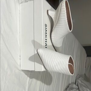 Simkhai White Woven Women's Mules